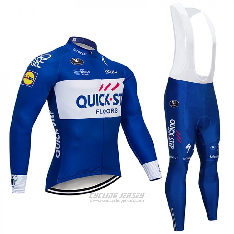 2018 Cycling Jersey Quick Step Floors Blue and White Long Sleeve and Bib Tight